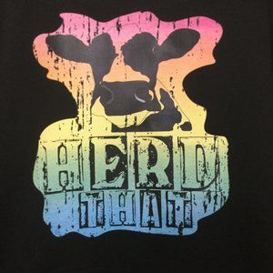 Sweatshirt/Hoodie new Cow graphic black and rainbow size Large